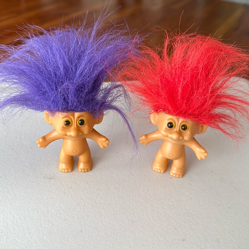 Vintage set (2)  of Trolls Purple Hair and Orange Hair Bellybutton and Butts